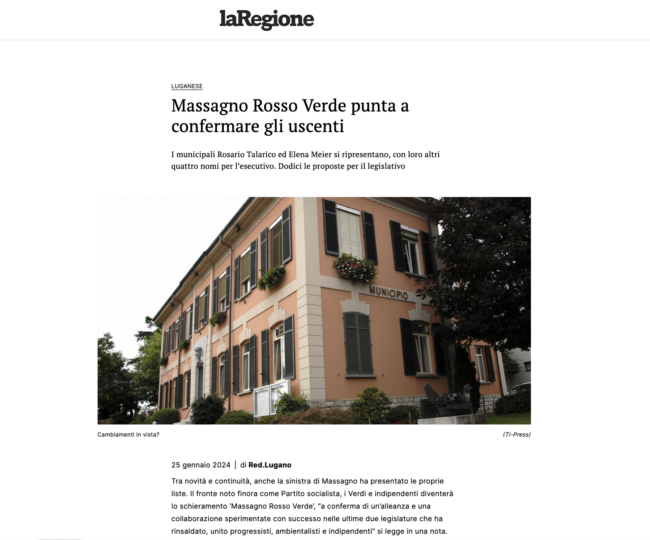 Massagno – laRegione 25.1.2024