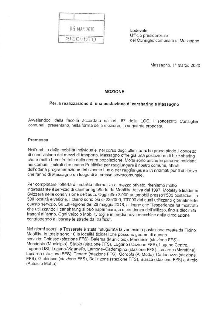 2020.03.01 - Mozione Postazione carsharing