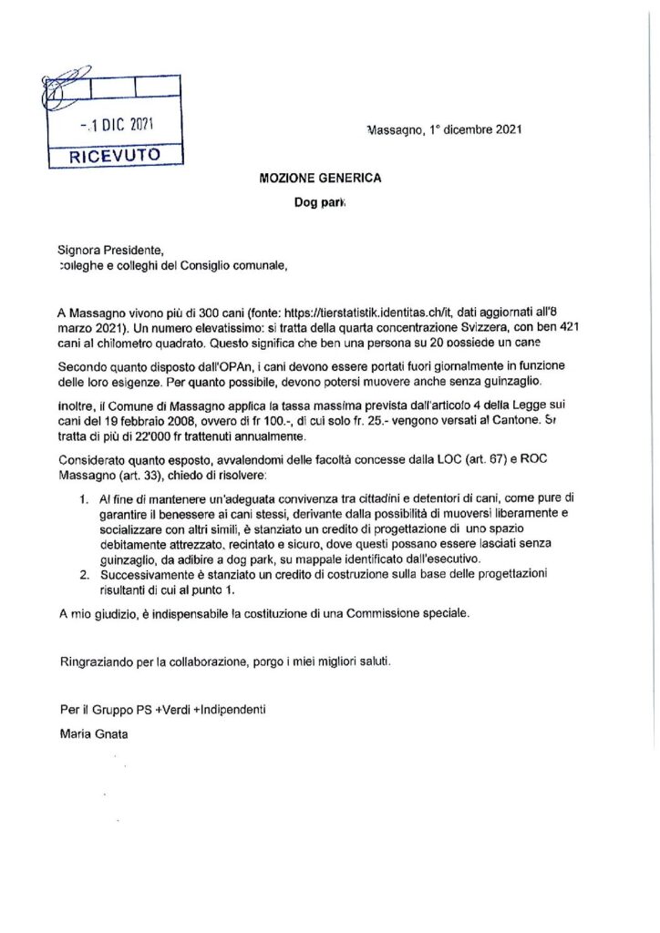 2021.12.01 - Mozione Dog park