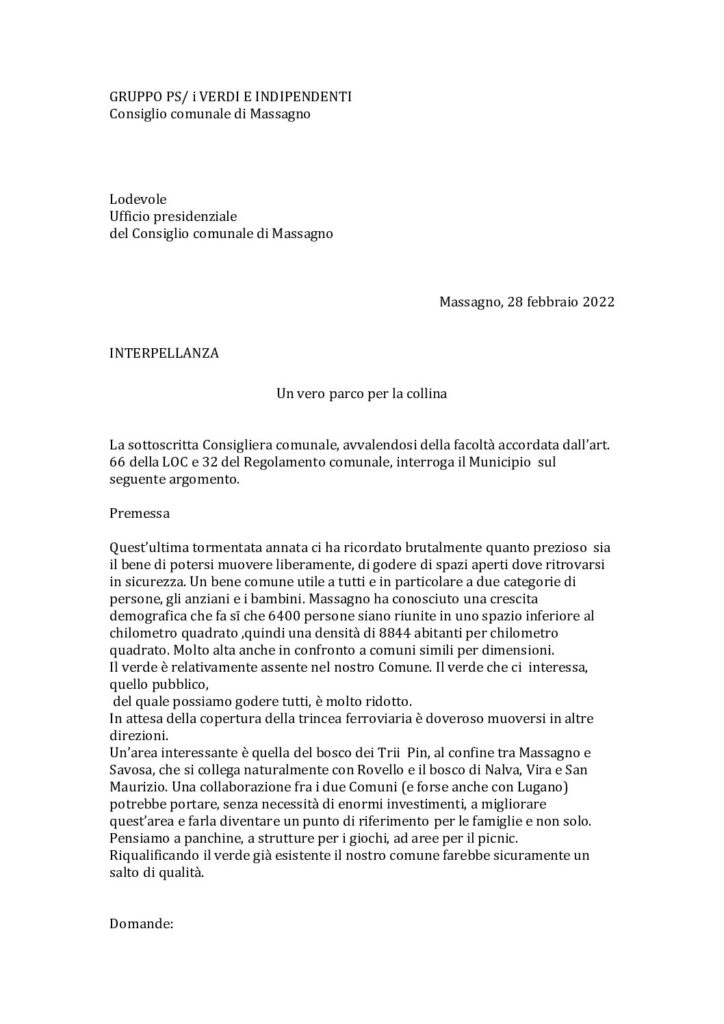 2022.02.28 - Interpellanza Bosco Trii Pin