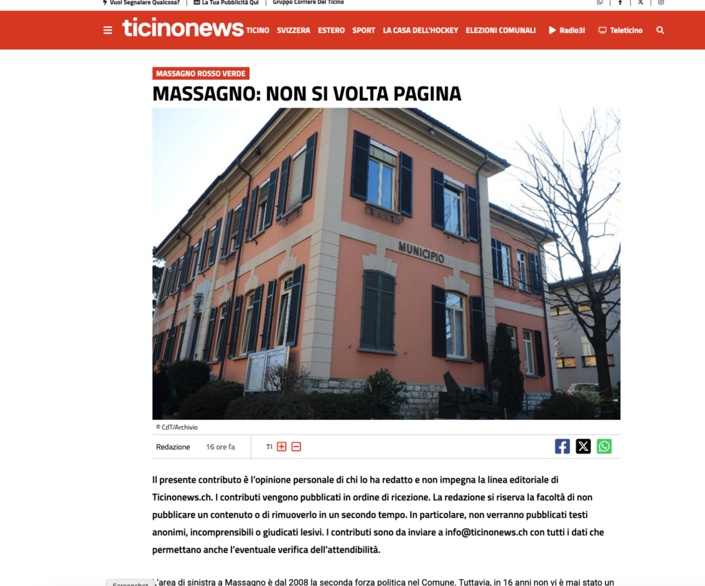 ticinonews 2024-05-03 Massagno Rosso Verde - Massagno non volta pagina